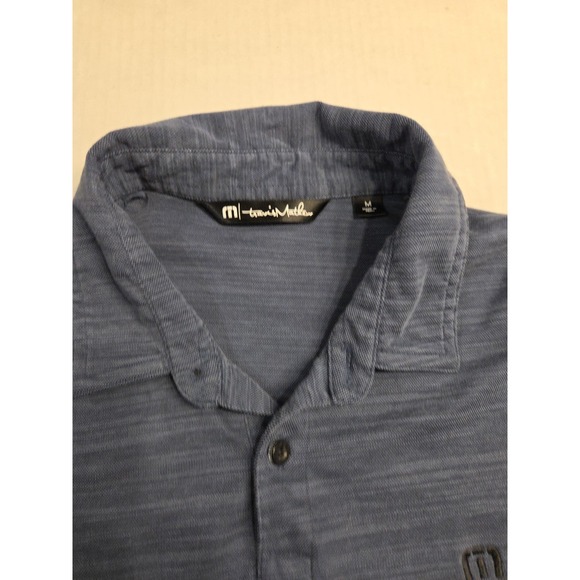 Travis Mathew Golf Polo Shirt Mens Medium Gray Geometric Short Sleeve Stretch - Picture 2 of 4